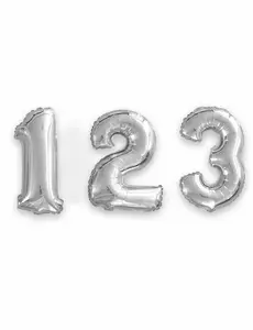 Silver number foil balloon 33 cm, Size: 1