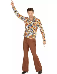 Herreskjorte med groovy bobler fra 70-tallet, Størrelse: Large/X-Large