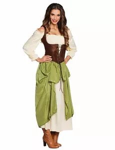 Green tavern keeper costume for women, Size: Medium/Large