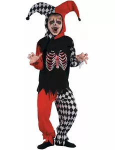 Blodig Harlekin-kostyme for gutter, Størrelse: 7–9 år (120–130 cm)