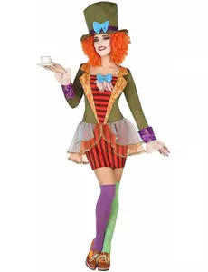 Stripete hattemakerkostyme for kvinner, Størrelse: X-Large