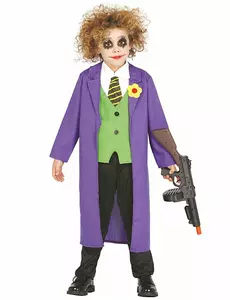 Gal Joker-klovnekostyme til barn, Størrelse: 9 år (125–135 cm)