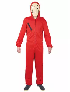 Adult red thief jumpsuit costume, Size: Large/X-Large (160-190cm)
