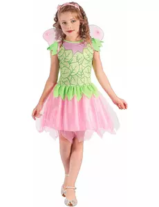 Green and pink fairy costume for girls, Size: 10-12 years (130-140 cm)