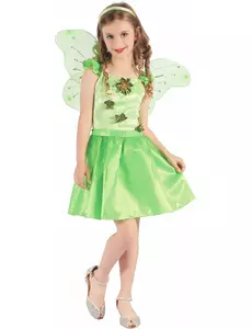 Green fairy costume for girls, Size: 4-6 years (110-120 cm)