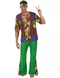 Hippie flower power costume for men, Size: X-Large