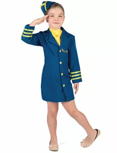 Girl's flight attendant uniform costume, Size: 4-6 years (110-120 cm)