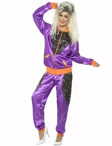 Women's purple retro jogging suit, Size: Medium