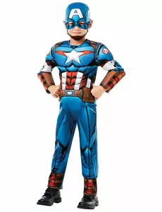 Deluxe Captain America-kostyme for gutter fra den animerte serien, Størrelse: 5–6 år (110 – 116 cm)