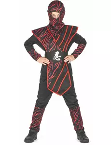 Rødt vill ninja-kostyme til gutter, Størrelse: 7–9 år (120–130 cm)