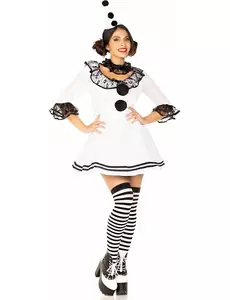 Sexy white Pierrot costume for women, Size: Medium/Large (42-44)