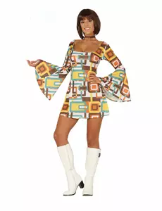 Geometric disco dress costume for women, Size: Large (42-44)