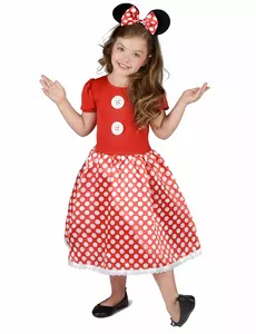 White polka dot mouse costume for girls, Size: 5-6 years (S)
