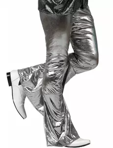 Herre sølvfargede holografiske diskobukser, Størrelse: X-Small/Small