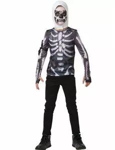 Fortnite Skull Trooper T-shirt and balaclava for teens, Size: 9-10 years (134 to 140 cm)