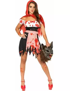 Rødhette-zombiekvinne, Størrelse: Medium/Large