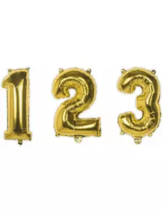 33 cm gold number foil balloon, Size: 2