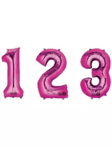 Folieballong nummer fuchsia 86 cm, Størrelse: 9