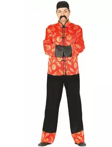 Red and gold Chinese costume for men, Size: Large (52-54)
