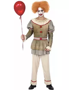 Psyko-klovnekostyme til menn, Størrelse: Large