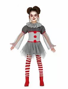 Psykopatisk klovnekostyme for jenter med leggings, Størrelse: 5–6 år (110–115 cm)