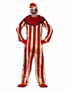 Men's Red and White Terrifying Clown Costume, Size: Large (52-54)