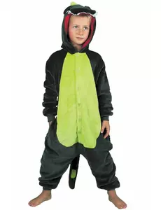 Grønn dinosaur-jumpsuit-kostyme til barn, Størrelse: 7–9 år (128 cm)
