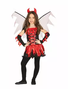 Devil costume with wings for girls, Size: 9 years (125-135 cm)