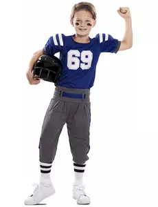 Blått amerikansk fotballspillerkostyme til barn, Størrelse: 7–9 år (122–138 cm)