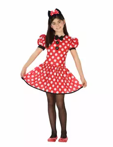 Miss Mouse Polka Dot Costume for Girls, Size: 5-6 years (115/130 cm)