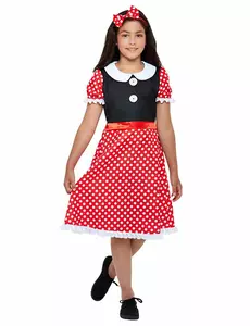 Lille røde musekostyme til jenter, Størrelse: 7–9 år (130/143 cm)