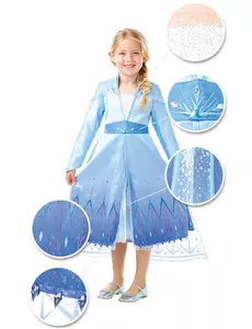 Premium Elsa Frost 2-kostyme til jenter, Størrelse: 7–8 år (122 – 128 cm)