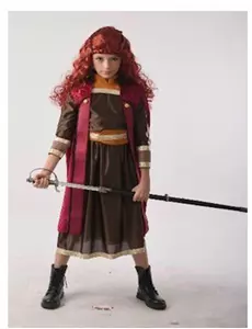 Burgunder prinsessekostyme for jenter fra det fjerne nord, Størrelse: 5–6 år (105–116 cm)