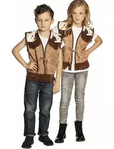 Children's light brown western jacket, Size: 7-9 years (122-134 cm)