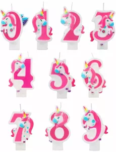 Rosa enhjørning talllys 14 cm, Størrelse: 2