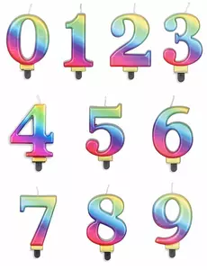 Multicolored number candle 8 cm, Size: 2
