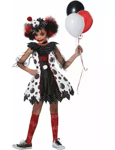 Deluxe scary clown costume for girls, Size: 8-10 years (140 cm)