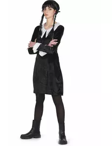 Black velvet gothic schoolgirl costume for women, Size: Medium