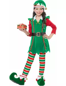 Luxury Christmas elf costume for girls, Size: 8-10 years (140 cm)