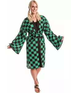 Rutete manga kimono-kostyme for voksne, Størrelse: Medium