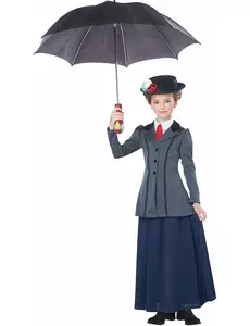 Luksuriøst engelsk barnepikekostyme for jenter, Størrelse: 12–14 år (155 cm)