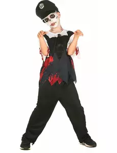 Black and white zombie police officer costume for children, Size: 7-9 years (120-130 cm)