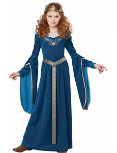 Luxury velvet medieval princess costume for girls, Size: 6-8 years (134 cm)