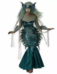 Deluxe ond havfruekostyme for kvinner, Størrelse: Small (38/40)