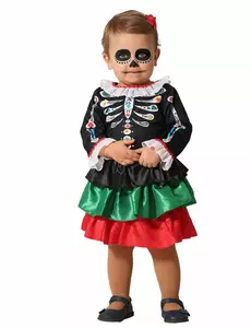 Baby girl's Day of the Dead skeleton costume, Size: 12-24 months (88 cm)