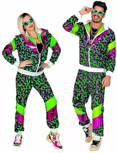 Plus size neon leopardprint treningsdrakt, Størrelse: X-Large