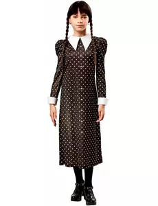 Klassisk Wednesday Addams-kostyme til barn, Størrelse: 9–10 år (134 – 140 cm)