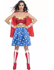 Klassisk Wonder Woman-kostyme for kvinner, Størrelse: Large