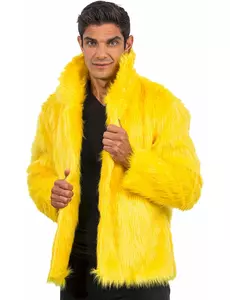 Adult yellow faux fur coat, Size: Small