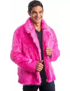 Rosa fuskepelsjakke for voksne, Størrelse: X-Large (190 cm)